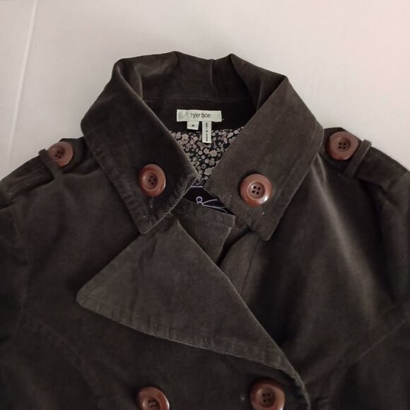 Tyler Boe Brown Corduroy Double Breasted Cropped Lined Jacket Women’s Size 8 - Picture 6 of 16